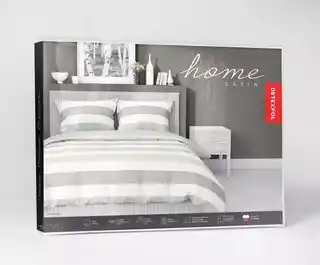 Detexpol Pościel satynowa 160x200 Home Satin 27 biała kremowa beżowa pasy