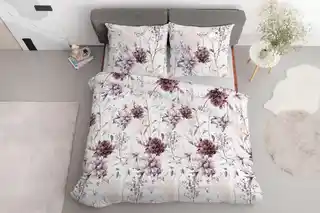 Detexpol Pościel satynowa 160x200 Home Satin 410 pudrowa różowa kwiaty