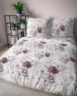 Detexpol Pościel satynowa 160x200 Home Satin 410 pudrowa różowa kwiaty