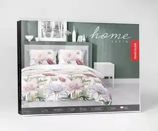 Detexpol Pościel satynowa 160x200 Home Satin 71 biała kolorowe pastelowe kwiaty