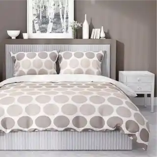 Detexpol Pościel satynowa 160x200 Home Satin 71 biała w beżowe grochy