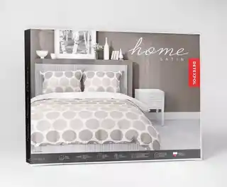 Detexpol Pościel satynowa 160x200 Home Satin 71 biała w beżowe grochy