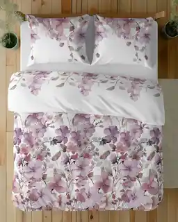 Detexpol Pościel satynowa 160x200 Home Satin 71 Biała w pastelowe kwiaty