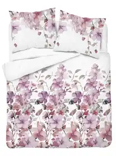 Detexpol Pościel satynowa 160x200 Home Satin 71 Biała w pastelowe kwiaty