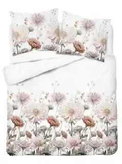 Detexpol Pościel satynowa 160x200 Home Satin 71 biała w pudrowe kwiaty