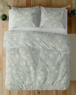 Detexpol Pościel satynowa 160x200 Home Satin 71 szałwiowa polne kwiaty
