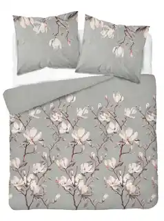 Detexpol Pościel satynowa 160x200 Home Satin 71 Szara z magnolią