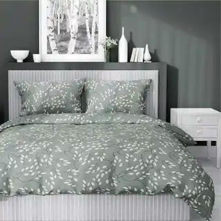 Detexpol Pościel satynowa 160x200 szałwiowa liście drobne 5217 A Home Satin 41