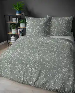 Detexpol Pościel satynowa 160x200 szałwiowa liście drobne 5217 A Home Satin 41