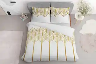 Detexpol Pościel satynowa 160x200 Złota geometria na białym tłe 5225 B Home Satin 41