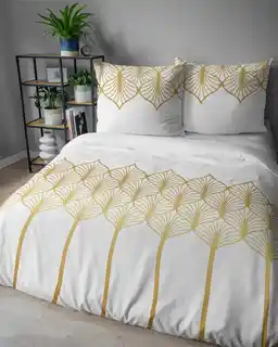 Detexpol Pościel satynowa 160x200 Złota geometria na białym tłe 5225 B Home Satin 41