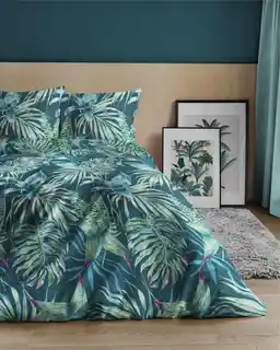 Detexpol Pościel satynowa 180x200 zielone liście Home Satin 54