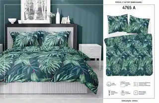 Detexpol Pościel satynowa 180x200 zielone liście Home Satin 54