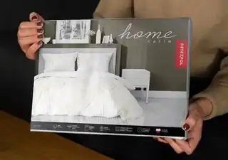 Detexpol Pościel satynowa 180x200 biała kremowa liście A Home Satin 40