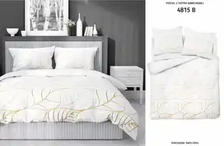 Detexpol pościel satynowa 180x200 biała złote liście Home Satin 58