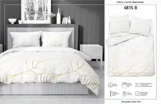 Detexpol pościel satynowa 180x200 biała złote liście Home Satin 58