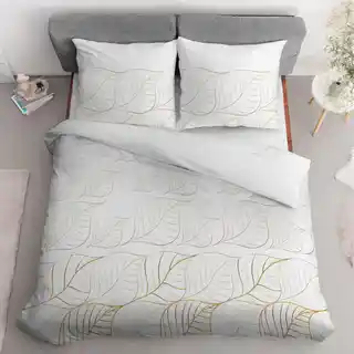 Detexpol pościel satynowa 180x200 biała złote liście Home Satin 58