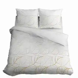 Detexpol pościel satynowa 180x200 biała złote liście Home Satin 58