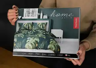 Detexpol Pościel satynowa 180x200 Home Satin 131 zielona jasna liście monstery liście