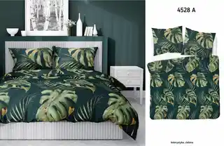 Detexpol Pościel satynowa 180x200 Home Satin 131 zielona jasna liście monstery liście