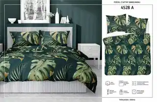 Detexpol Pościel satynowa 180x200 Home Satin 131 zielona jasna liście monstery liście