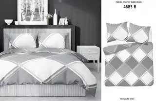 Detexpol Pościel satynowa 180x200 Home Satin 40 szara biała rąby