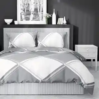 Detexpol Pościel satynowa 180x200 Home Satin 40 szara biała rąby