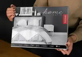 Detexpol Pościel satynowa 180x200 Home Satin 40 szara biała rąby
