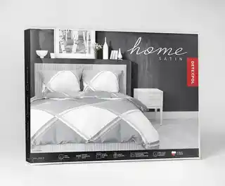 Detexpol Pościel satynowa 180x200 Home Satin 40 szara biała rąby