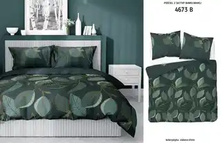 Detexpol Pościel satynowa 180x200 Home Satin 40 zielona ciemna złota liście