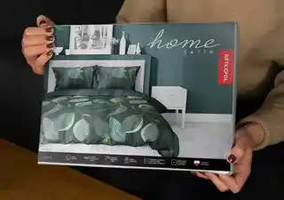 Detexpol Pościel satynowa 180x200 Home Satin 40 zielona ciemna złota liście