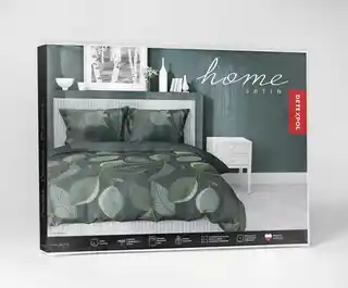 Detexpol Pościel satynowa 180x200 Home Satin 40 zielona ciemna złota liście