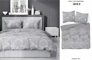 Detexpol Pościel satynowa 180x200 Home Satin 58 szara kwiat lotosu