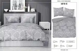 Detexpol Pościel satynowa 180x200 Home Satin 58 szara kwiat lotosu