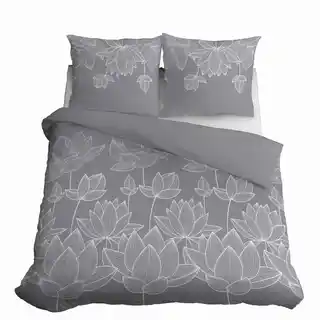 Detexpol Pościel satynowa 180x200 Home Satin 58 szara kwiat lotosu