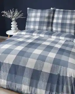 Detexpol Pościel satynowa 180x200 Home Satin 71 granatowa kratka