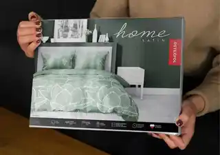 Detexpol Pościel satynowa 180x200 Kwiaty lotosu zielona 4818 A Home Satin 58