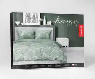 Detexpol Pościel satynowa 180x200 Kwiaty lotosu zielona 4818 A Home Satin 58