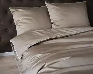Detexpol Pościel satynowa 180x200 taupe z lamówką Mako Satin 62