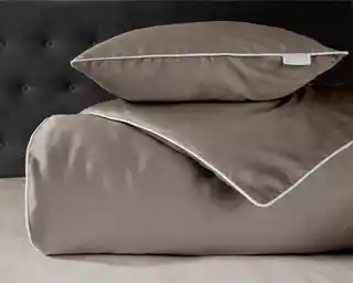 Detexpol Pościel satynowa 180x200 taupe z lamówką Mako Satin 62