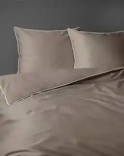 Detexpol Pościel satynowa 180x200 taupe z lamówką Mako Satin 62