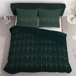 Detexpol Pościel satynowa 180x200 zielona butelkowa złota ornament 4822 B Home Satin 11
