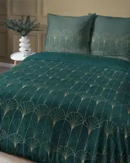 Detexpol Pościel satynowa 180x200 zielona butelkowa złota ornament 4822 B Home Satin 11