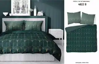 Detexpol Pościel satynowa 180x200 zielona butelkowa złota ornament 4822 B Home Satin 11