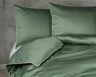 Detexpol Pościel satynowa 180x200 zielona z lamówką Mako Satin 62