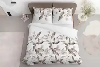 Detexpol Pościel satynowa 220x200 Beżowa brązowe liście 5326 B Home Satin 41