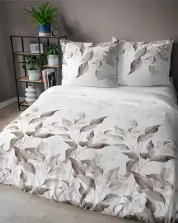 Detexpol Pościel satynowa 220x200 Beżowa brązowe liście 5326 B Home Satin 41