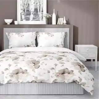 Detexpol Pościel satynowa 220x200 Beżowa brązowy kwiaty 5325 B Home Satin 41