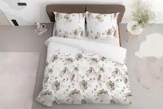 Detexpol Pościel satynowa 220x200 Beżowa brązowy kwiaty 5325 B Home Satin 41