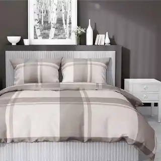 Detexpol Pościel satynowa 220x200 beżowa kratka 5218 B Home Satin 11